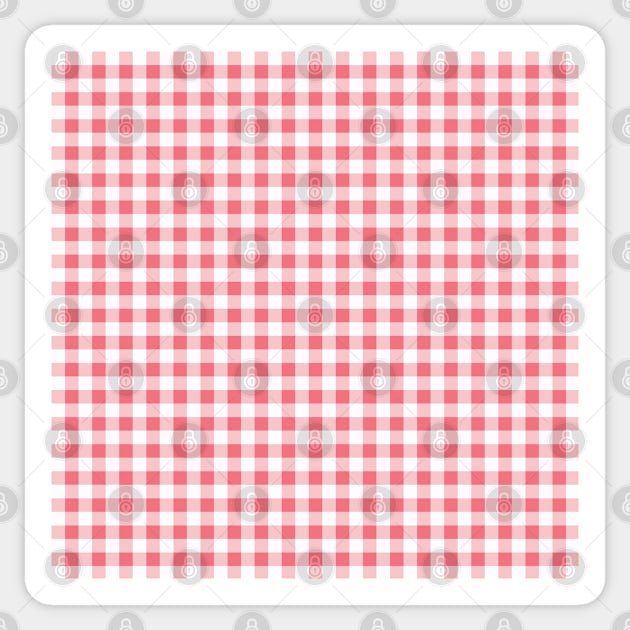 Pink & White Gingham Plaid Pattern Sticker by FOZClothing